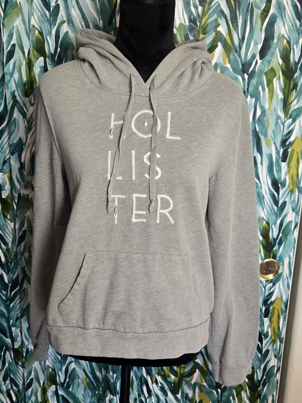 Hollister Light Gray Pullover Hoodie with Logo
